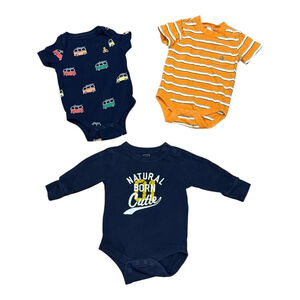 Baby Gap Bodysuits Infant 3-6 Months Navy Orange Lot of 3 Striped Van One-piece